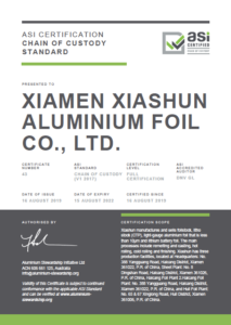 ASI Summary Audit Report Xiamen Xiashun Aluminium Foil Certificate 43 Chain of Custody Rev.1.pdf