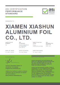 ASI Summary Audit Report Xiamen Xiashun Aluminium Foil Certificate 33 Performance Standard Rev.1.pdf